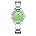 Orologio da donna in acciaio argento con quadrante verde e strass brillanti - Cinturino Argentato Quadrante Verde