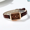 Gedi quadratische Vintage Damenuhr mit Roségold Gehäuse und braunem Lederarmband - Roségoldenes Gehäuse Braunes Zifferblatt Braunes Armband