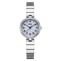 Elegant women's quartz watch with purple matte dial and silver alloy link bracelet - Grey Dial Silver Steel Strap