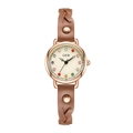 GEDI luxury women's watch with colorful rhinestones and brown braided leather strap - Rose Gold Case Rose Dial Brown Strap