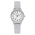 Minimalist quartz watch for women with grey silicone strap and white date dial display - Gray
