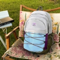 Zaino da esterno per bambini con design color-block blu e grigio su sedia - Grigio e Blu