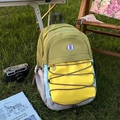 Zaino colorato per bambini in verde, giallo e blu con ricamo floreale e corde elastiche - Verde & Giallo
