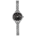 Women's silver alloy watch with black dial and round link chain bracelet - Silver Black Dial