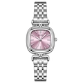 Orologio elegante in acciaio argento con quadrante quadrato rosa minimalista per donna - Rosa (Quadrante Rosa)