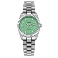 Reloj de cuarzo GEDI para mujer con esfera verde menta y bisel estriado plateado - Correa Plateada Esfera Verde