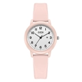Pink silicone strap GEDI quartz watch for women with white dial and date display window - Pink