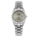 Montre GEDI luxe en acier argenté avec cadran brossé gris et affichage de la date - Bracelet Argenté Cadran Gris
