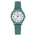 GEDI dark green minimalist silicone quartz watch for women with date display function - Malachite green