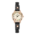 GEDI luxury women's watch featuring a black woven leather strap and colorful crystals - Rose Gold Case & Dial with Black Strap