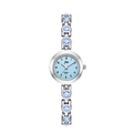 Elegant ladies quartz watch with light blue dial and silver crystal link bracelet - Silver Case Blue Dial