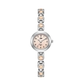 Montre-bracelet pour femme en argent avec cadran rose et cristaux champagne - Boîtier Argent Cadran Rose Doré