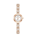 Montre quartz exquise en or rose pour femme avec bracelet à cristaux et cadran blanc élégant - Boîtier Or Rose Cadran Blanc