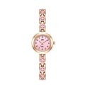 Montre à quartz luxe or rose avec cadran rose et bracelet serti de cristaux - Boîtier Or Rose Cadran Rose