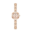 Montre à quartz en or rose avec bracelet à maillons sertis de cristaux et cadran rond - Boîtier Or Rose Cadran Rose