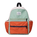 Mochila escolar tricolor impermeable en verde menta y naranja para niños y niñas - Verde