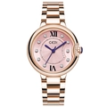 GEDI quartz watch for women with rose gold steel band and pink radial wave dial - Rose Gold Case Pink Face Rose Gold Steel Band