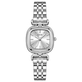 Orologio al quarzo da donna quadrato argento con cinturino in acciaio lucido e quadrante - Bianco (Quadrante Bianco)