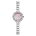GEDI luxury quartz watch with pink shell dial and white pearl bracelet band for women - Silver Case Pink MOP Dial Silver Band
