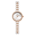 Montre GEDI pour femme avec cadran en nacre blanche et bracelet en perles à deux rangs - Boîtier Or Rose Cadran Nacre Blanche Bracelet Or Rose