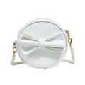 Chic white mini round girls bag with large bow and pearl chain strap accessory - Off-white