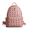 Rosa Reise-Rucksack für Damen mit niedlichem Bärenprint und Rautensteppmuster - Groß / Rosa