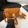 Sac bandoulière marron caramel avec imprimé chat et fermoir doré chic - Sac Seul / Jaune