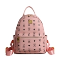 Pink travel backpack for women featuring cute bear print and diamond pattern - Small / Pink