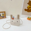 Sac bandoulière lapin crème pour enfant avec fleur orange et oreilles en relief - Carré / Blanc