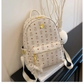 Sac à dos blanc crème avec motifs de chats mignons et détails métalliques dorés - Sac Seul / Beige
