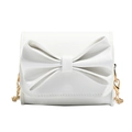 Mini borsa a tracolla in vernice bianca con grande fiocco e catena dorata elegante - Bianco Sporco