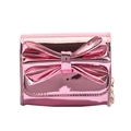 Mini borsa a tracolla fucsia metallizzata per bambine con fiocco grande e catena - Rosa