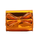 Mini borsa a tracolla in pelle verniciata arancione con grande fiocco ed effetto lucido - Arancione
