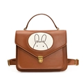 Zainetto vintage in pelle marrone per bambini con design a coniglio e manico - Marrone