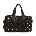 Sac cabas noir matelassé avec pois dorés et bandoulière réglable pour le voyage - Noir