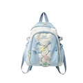Zaino per bambini azzurro e crema con motivo a stelle e ciondoli colorati - Blu