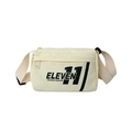 Cremeweiße Nylon-Umhängetasche für Kinder mit schwarzem Buchstabendruck und Gurtband - Beige