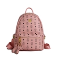 Pink cartoon bear backpack with cat print and studded side pockets for women - With Pendant / Large / Deep Pink