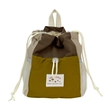 Mochila con cordón de colores en contraste marrón, beige y amarillo mostaza de nailon - Marrón