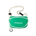 Vibrant green kids waist bag with white letter print and adjustable cream strap - Green