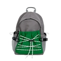Mochila escolar grande para niños gris y verde con cordón y bolsillos laterales - Verde