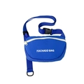 Blue trendy kids nylon fanny pack with white logo text and adjustable strap - Blue