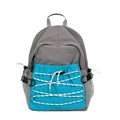 Mochila escolar grande en gris y azul cielo con bolsillo de cordón y bolsillos de malla - Azul