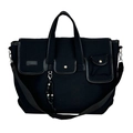 Sac fourre-tout minimaliste en toile noire avec plusieurs poches et bandoulière - Noir