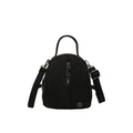Minimalist black kids crossbody shell bag with vertical zipper and adjustable strap - Black