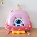Mochila infantil ovni con lindo parche de astronauta 3D y detalles de base de felpa suave - Rosa