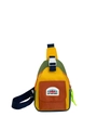 Kids color-block crossbody bag with yellow, green, and orange panels and buckle strap - Green