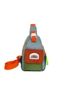 Kids color-block crossbody chest bag in durable canvas with blue, orange, and green panels - Blue