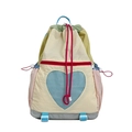 Kids colorful patchwork drawstring backpack with heart-shaped mesh pocket in off-white - Off-white