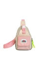 Kids color-block crossbody chest bag in pink and grey with adjustable shoulder strap - Pink